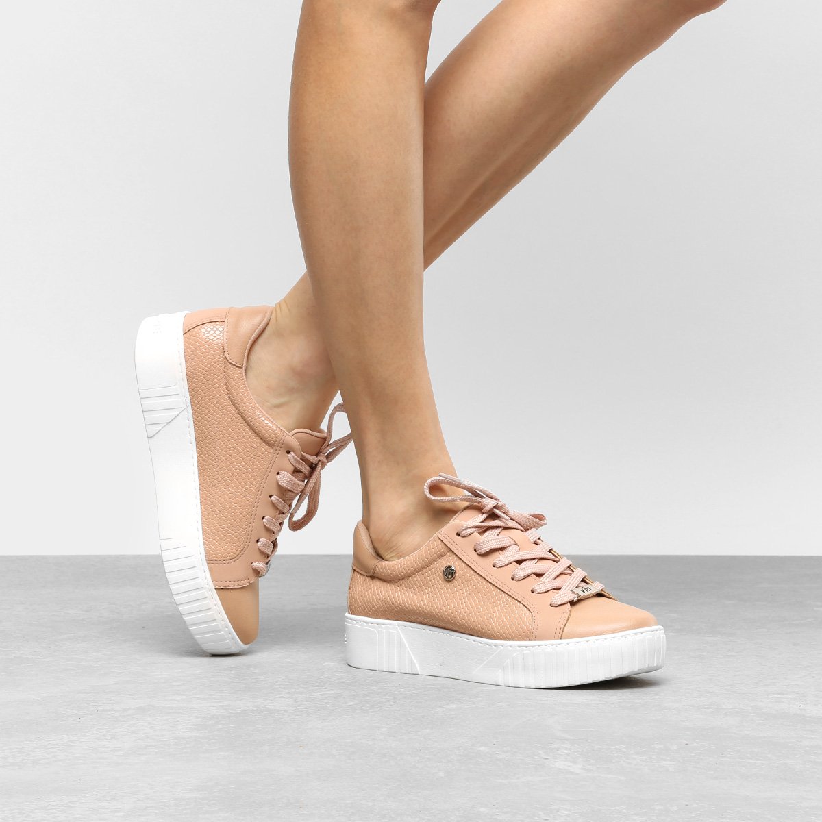 Tênis Flatform Via Marte Croco Feminino - Nude | Netshoes