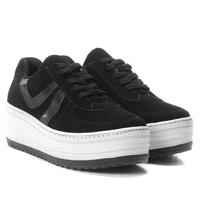 tênis feminino flatform detalhe em listras via marte