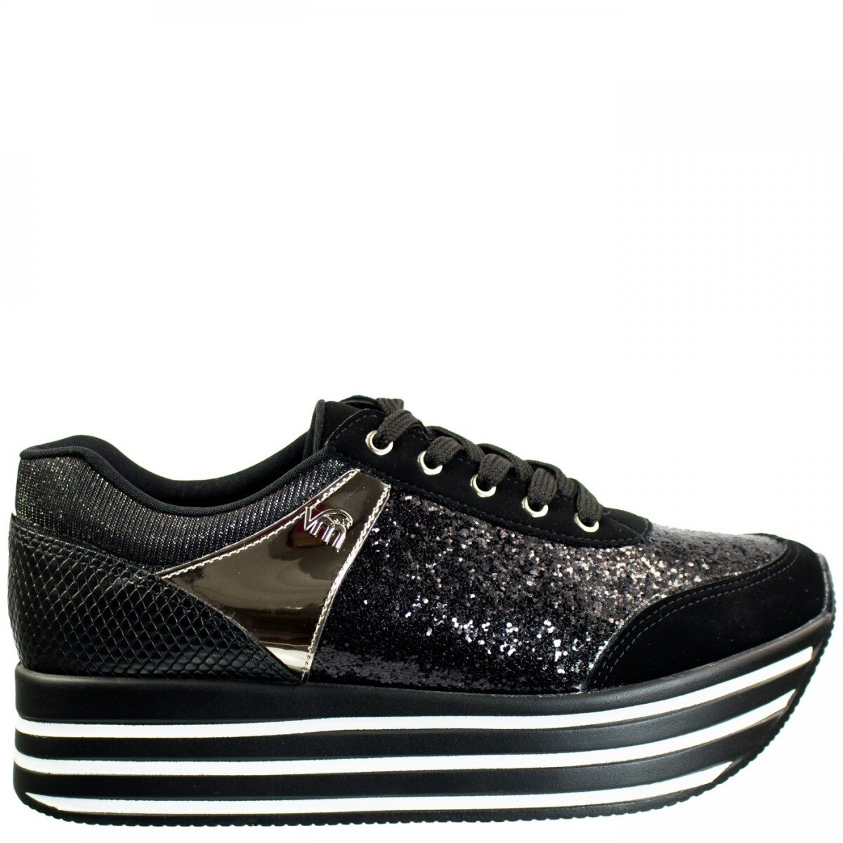 tenis flatform glitter
