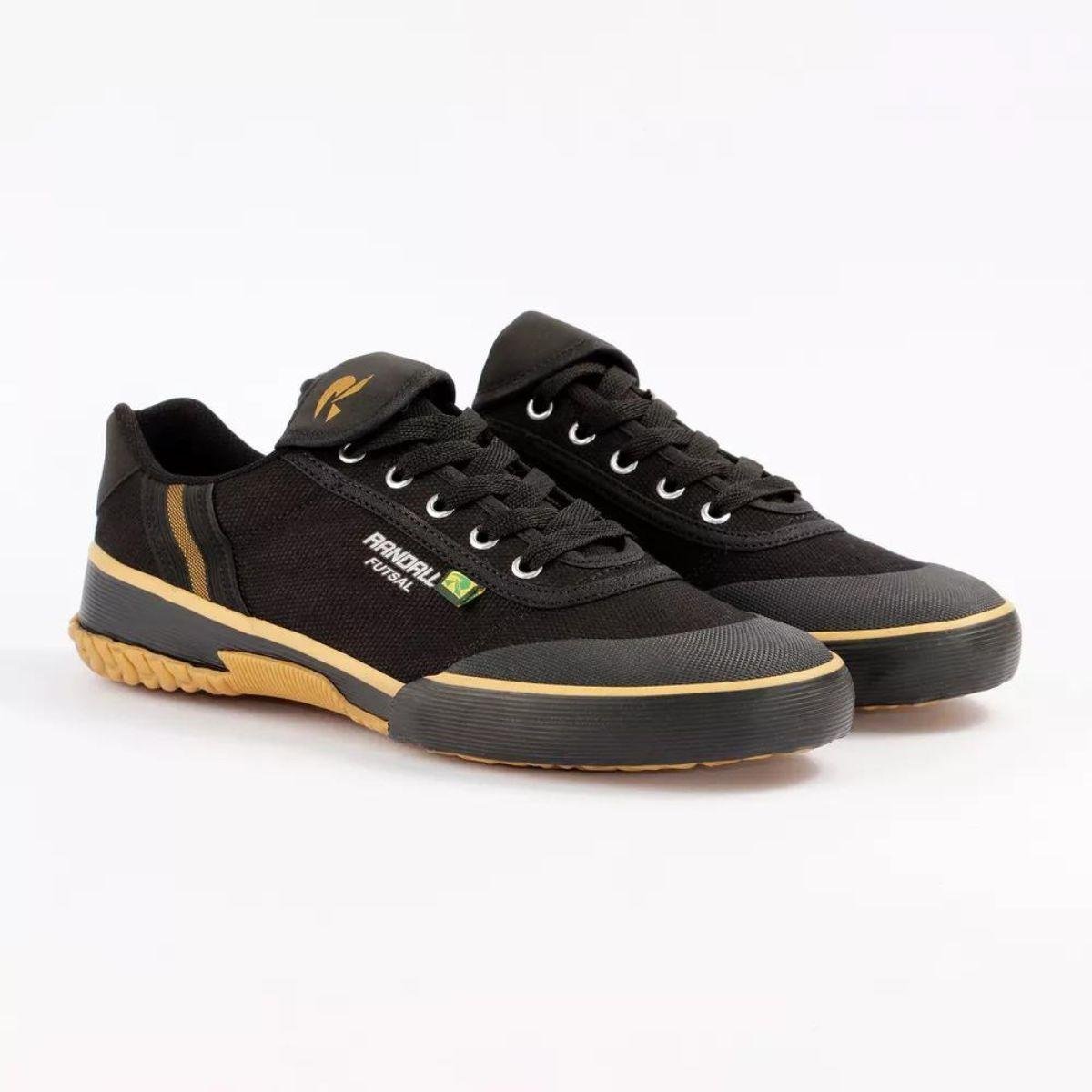 Tênis Futsal Randall Lona Alfa Ad - Preto/Dourado Menor preço em Tênis Futsal Randall Lona Alfa Ad - Preto/Dourado
