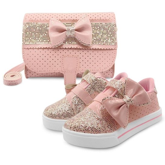 Tênis Gatatuya Infantil Menina Magic Glitter Rosa Laço com Bolsinha - Rosa Menor preço em Tênis Gatatuya Infantil Menina Magic Glitter Rosa Laço com Bolsinha - Rosa