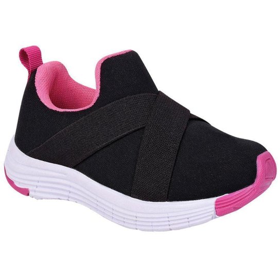 Tênis Gibizinho Jogging Baby Feminino - Preto+Pink Menor preço em Tênis Gibizinho Jogging Baby Feminino - Preto+Pink