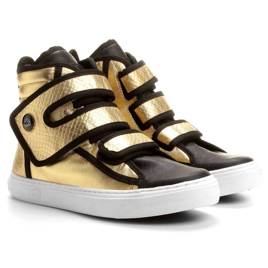 Tênis Hardcore Duplo Velcro - Preto+Dourado