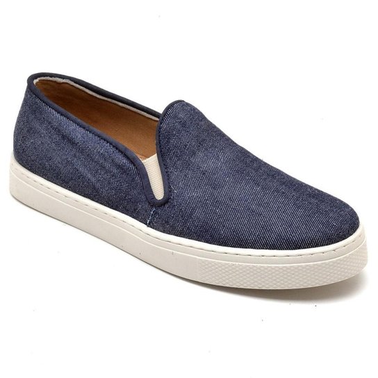 Tênis Hiate Slip On Feminino Casual com Elastico e Sola Costurada - Azul Menor preço em Tênis Hiate Slip On Feminino Casual com Elastico e Sola Costurada - Azul