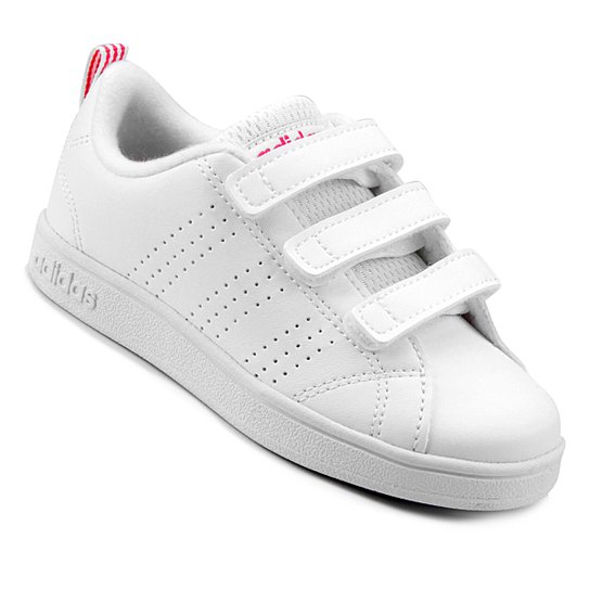 Tênis Infantil Adidas Vs Advantage Clean C - Branco+Rosa Menor preço em Tênis Infantil Adidas Vs Advantage Clean C - Branco+Rosa