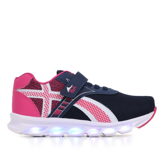 Tênis Infantil Batatinha Com Led Feminino - Marinho+Pink Menor preço em Tênis Infantil Batatinha Com Led Feminino - Marinho+Pink
