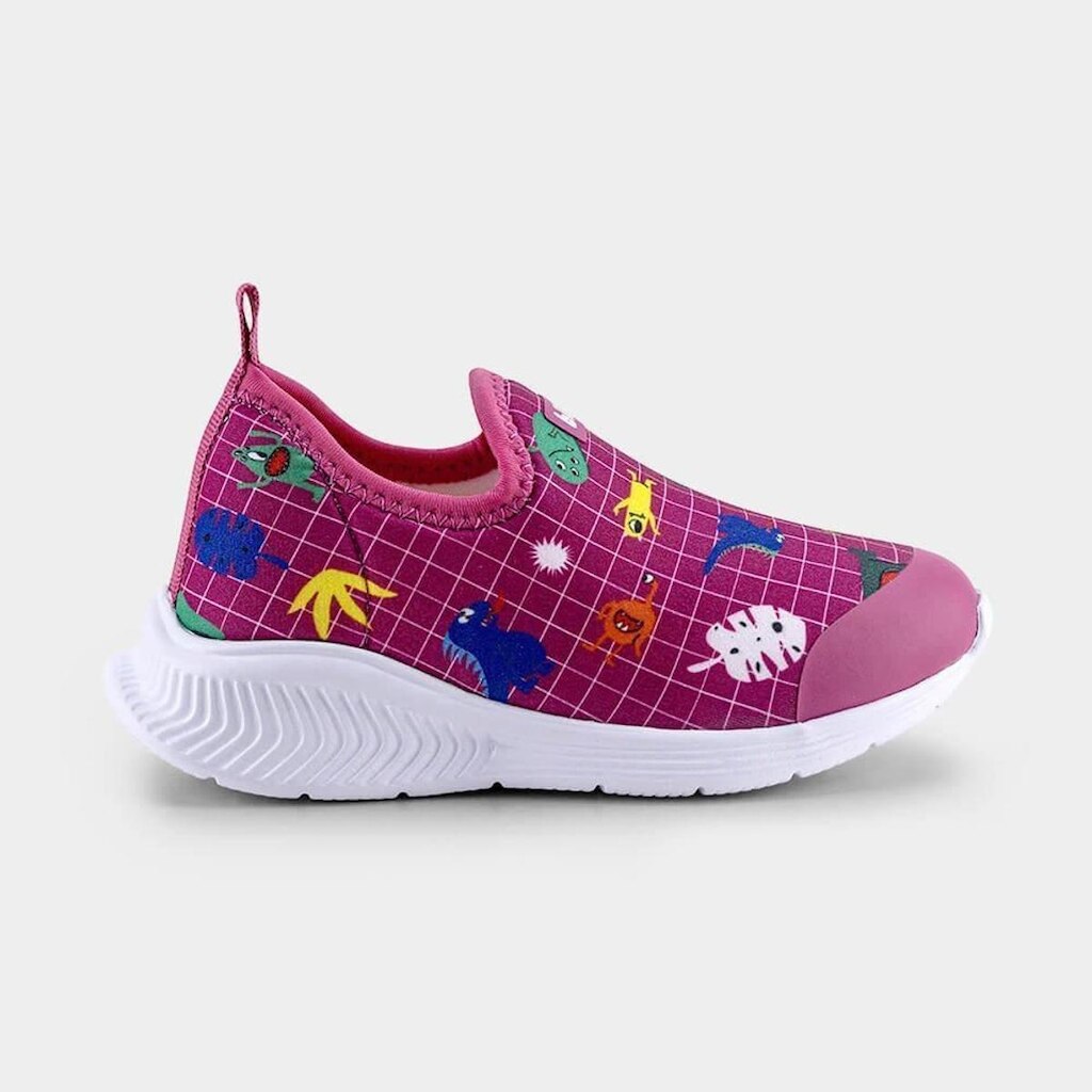 Tênis Infantil Bibi Fly Baby II Rosa Pink Estampa Monsters