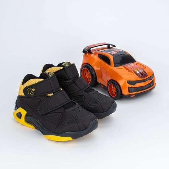 Tênis Infantil Cano Alto Kidy Play Carrinho Azul - Preto Menor preço em Tênis Infantil Cano Alto Kidy Play Carrinho Azul - Preto