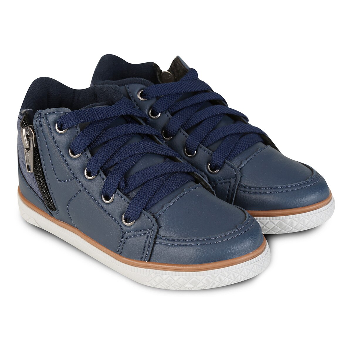 Tênis Infantil Cano Alto Kurz Zíper - Marinho | Netshoes