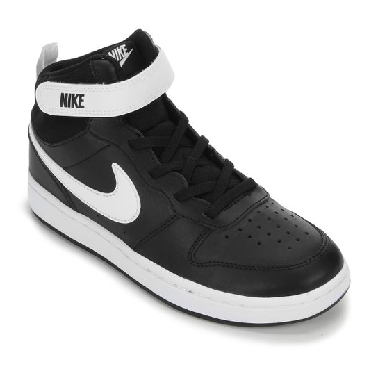 Tênis Infantil Cano Médio Nike Court Borough - Preto+Branco Menor preço em Tênis Infantil Cano Médio Nike Court Borough - Preto+Branco