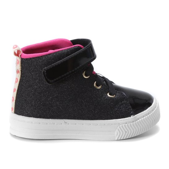Tênis Infantil Cano Médio Pampili Mini Blog Feminino - Preto+Pink Menor preço em Tênis Infantil Cano Médio Pampili Mini Blog Feminino - Preto+Pink