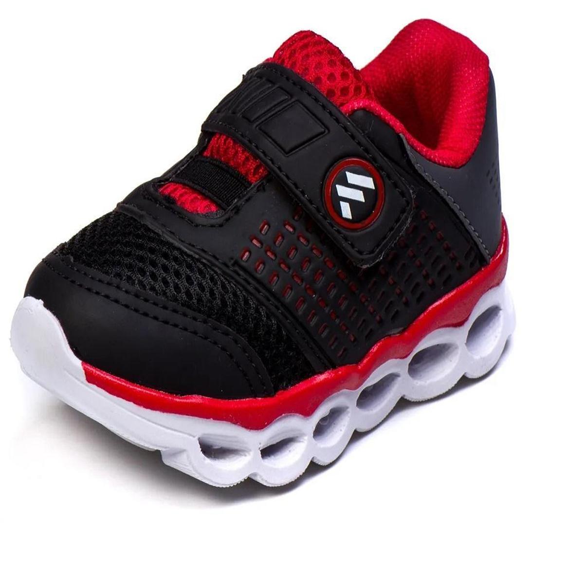 Tênis Infantil com Luz de Led na Sola Masculino e Feminino Fecho Fixador -  Vermelho | Netshoes