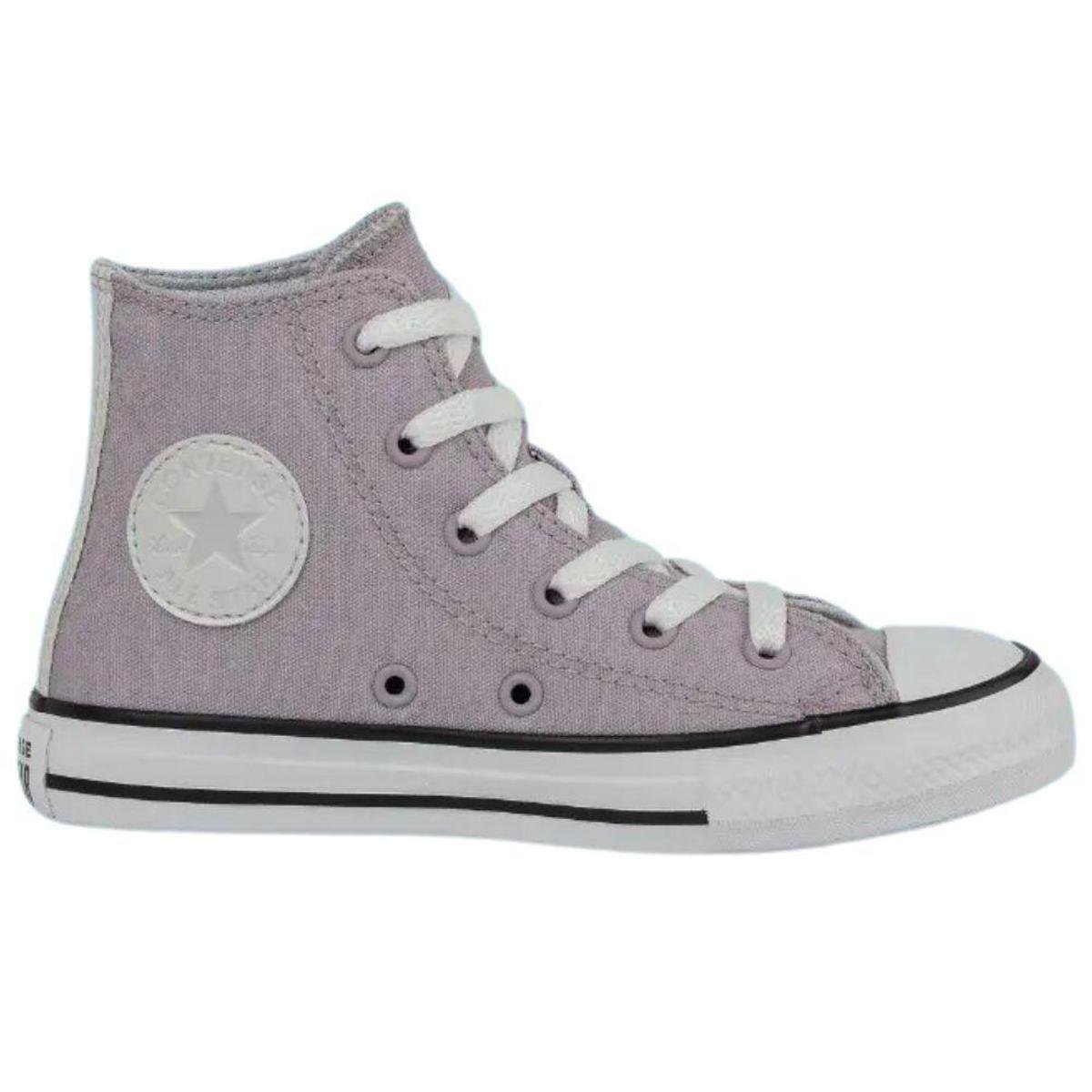 Tênis Infantil Converse Chuck Taylor Cano Alto Lilas Claro Menor preço em Tênis Infantil Converse Chuck Taylor Cano Alto Lilas Claro