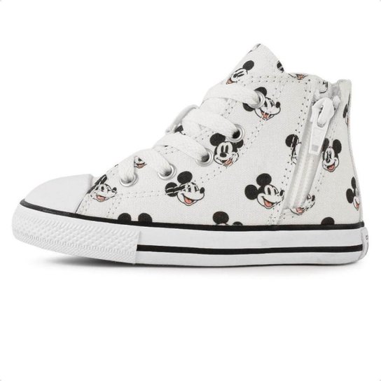 Tênis Infantil Converse Unissex Cano Alto Chuck Taylor Side Zip Mickey CK13310001 Branco