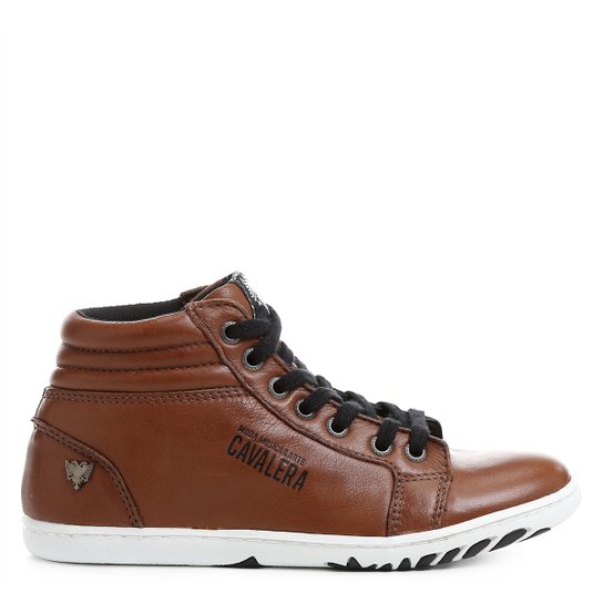 Tênis Infantil Couro Cano Alto Cavalera Carl Masculino - Marrom Menor preço em Tênis Infantil Couro Cano Alto Cavalera Carl Masculino - Marrom
