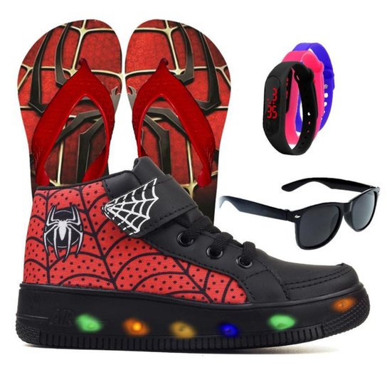 Tenis Infantil De Led Meninos Aranha Botinha Masculino Luzinha + Chinelo Oculos Relogio - Preto é ruim? Tenis Infantil De Led Meninos Aranha Botinha Masculino Luzinha + Chinelo Oculos Relogio - Preto é boa?