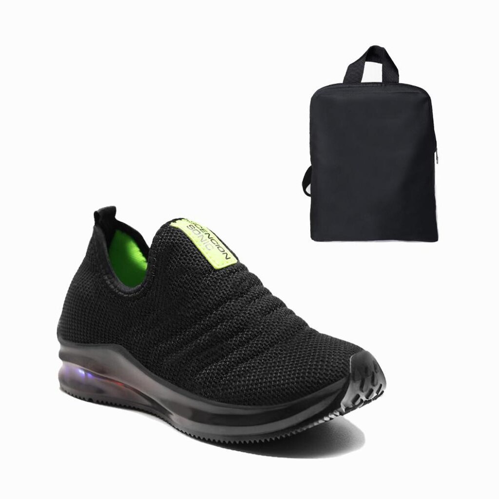 Tênis Infantil de Luz com Mochila – Macio, Leve e Fácil de Calçar para o Dia a Dia