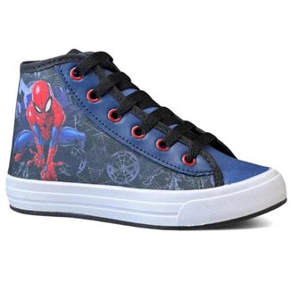 Tênis Infantil Disney Homem Aranha Cano Alto Menino - Marinho e Vermelho - 30