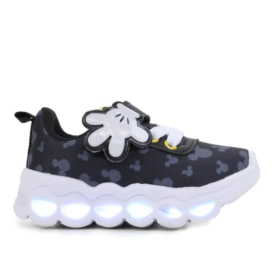 Tênis Infantil Disney Mickey C/ Led Masculino - Preto Menor preço em Tênis Infantil Disney Mickey C/ Led Masculino - Preto