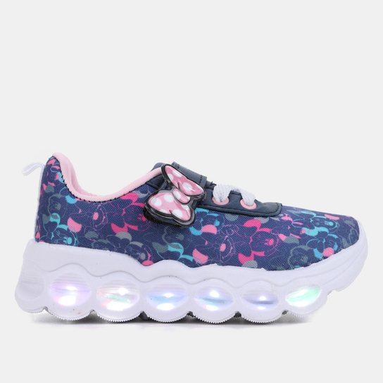 Tênis Infantil Disney Minnie Com Led Feminino - Marinho+Pink Menor preço em Tênis Infantil Disney Minnie Com Led Feminino - Marinho+Pink