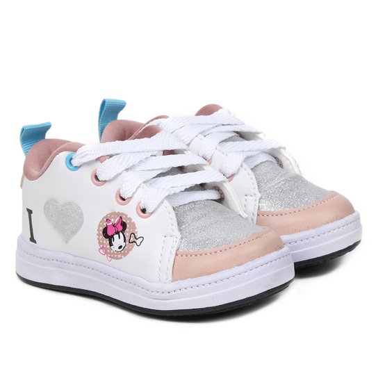 Tênis Infantil Disney Minnie Fashion Glitter Feminino - Branco Menor preço em Tênis Infantil Disney Minnie Fashion Glitter Feminino - Branco