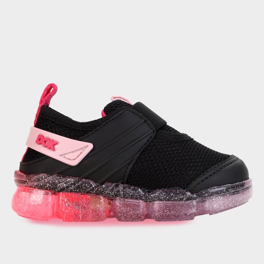 Tênis Infantil Dok Fun Light Feminino - Preto+Rosa Menor preço em Tênis Infantil Dok Fun Light Feminino - Preto+Rosa