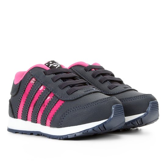 Tênis Infantil Dok Jogging Listras Feminino - Marinho+Pink Menor preço em Tênis Infantil Dok Jogging Listras Feminino - Marinho+Pink