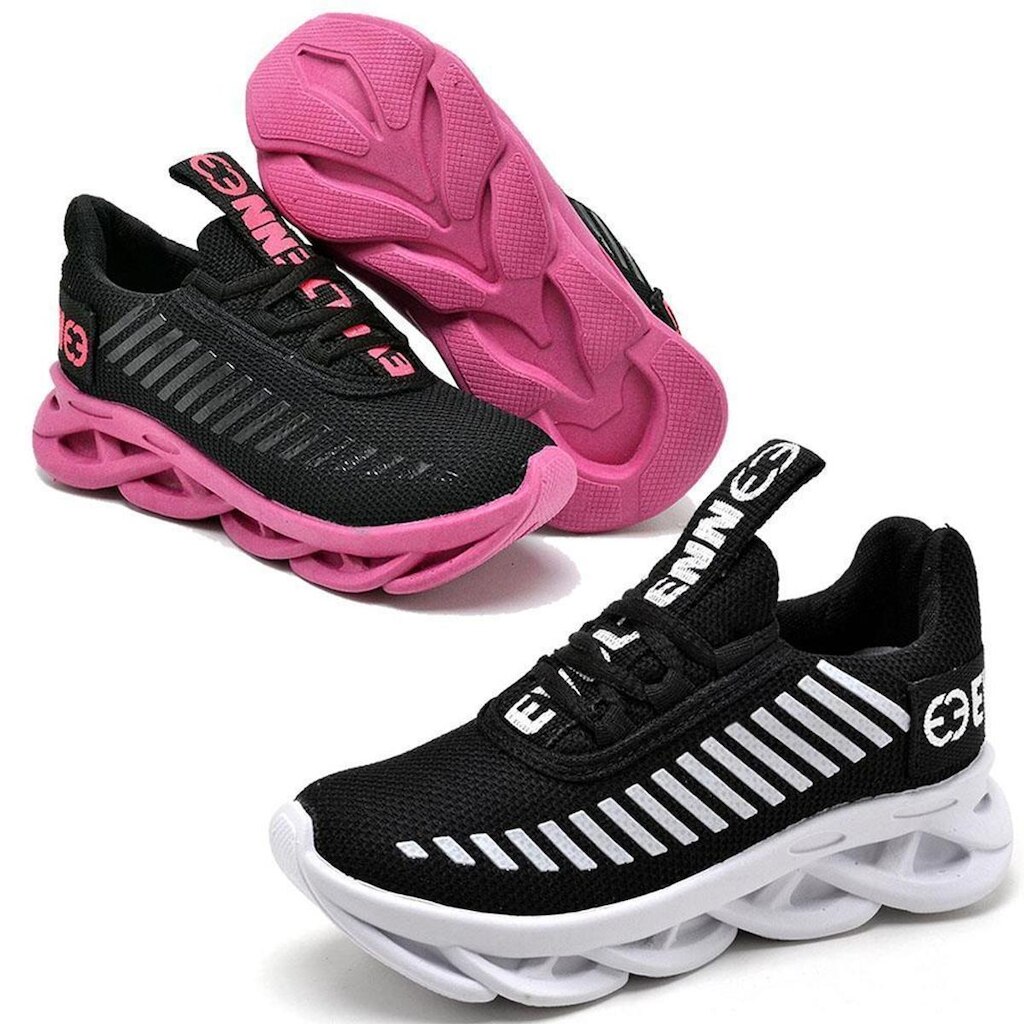 Tênis Infantil Feminino Anatômico Fecho Cadarço Kit 2