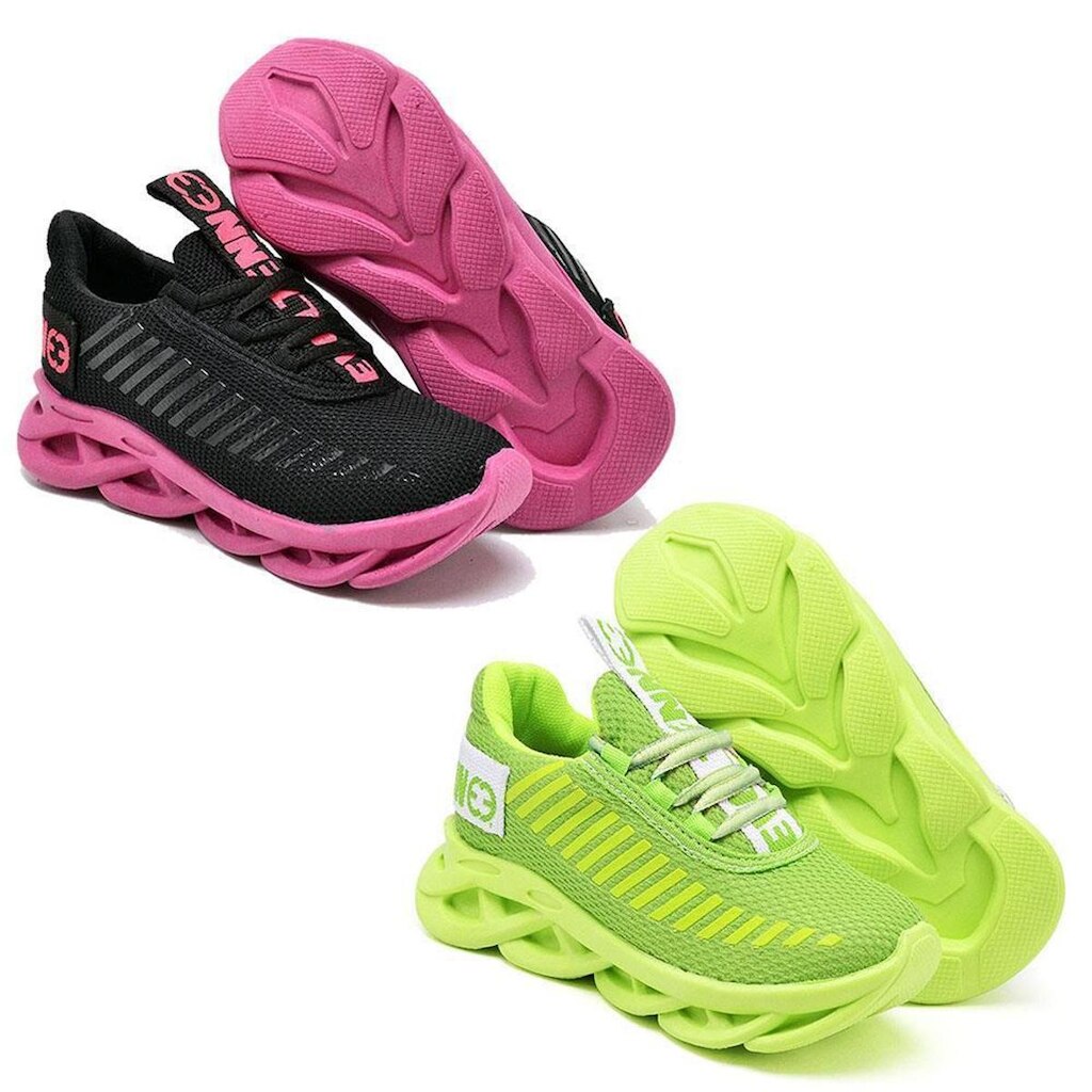 Tênis Infantil Feminino Anatômico Fecho Cadarço Kit 2