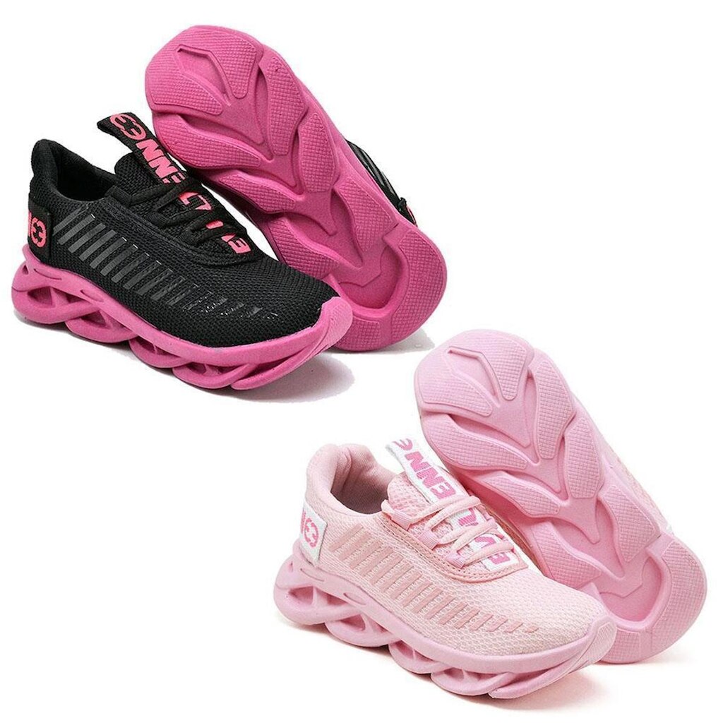 Tênis Infantil Feminino Anatômico Fecho Cadarço Kit 2
