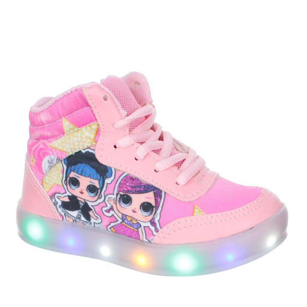 Tenis Infantil Feminino de Led Luz Pisca Cano Baixo Boneca Rosa Meninas