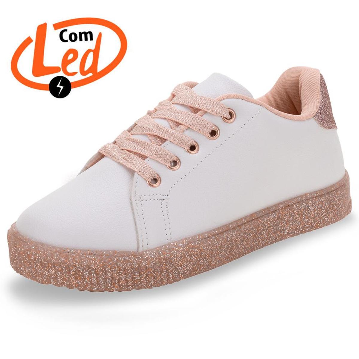 Tênis Infantil Feminino Led Luna Pampili - 435136 - Branco | Netshoes