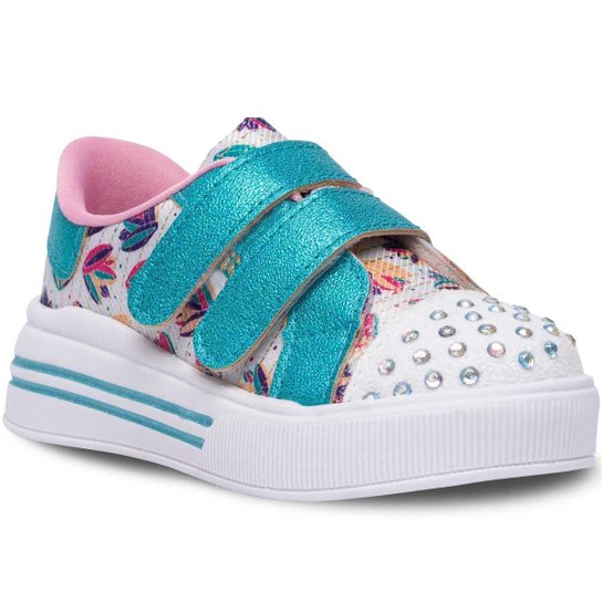 Tenis Infantil Feminino Menina Tênis Casual Sapatenis Velcro 11.40 - Azul Menor preço em Tenis Infantil Feminino Menina Tênis Casual Sapatenis Velcro 11.40 - Azul