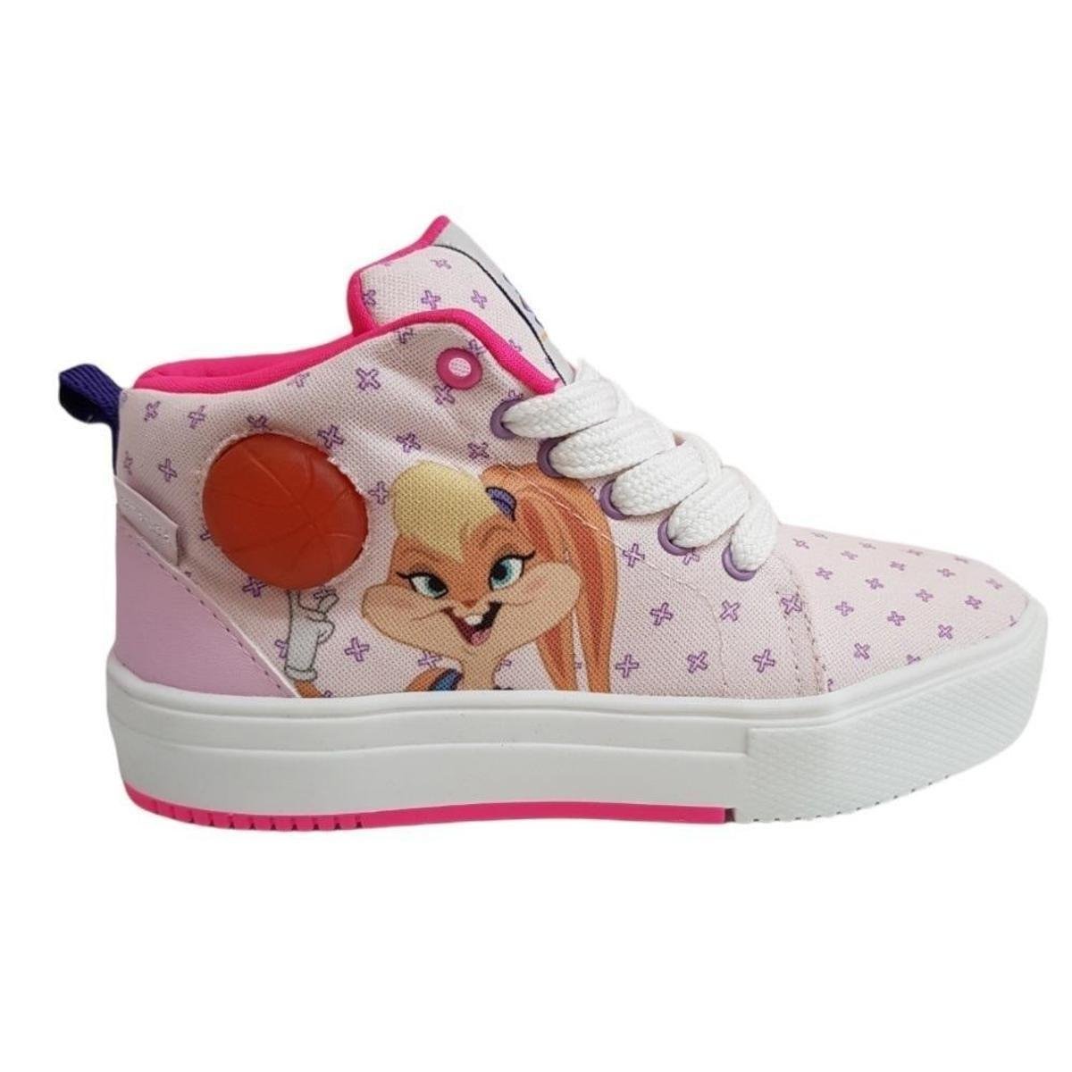Tênis Infantil Feminino Ortopé Cano Alto Space Jam Com Led - Rosa | Netshoes