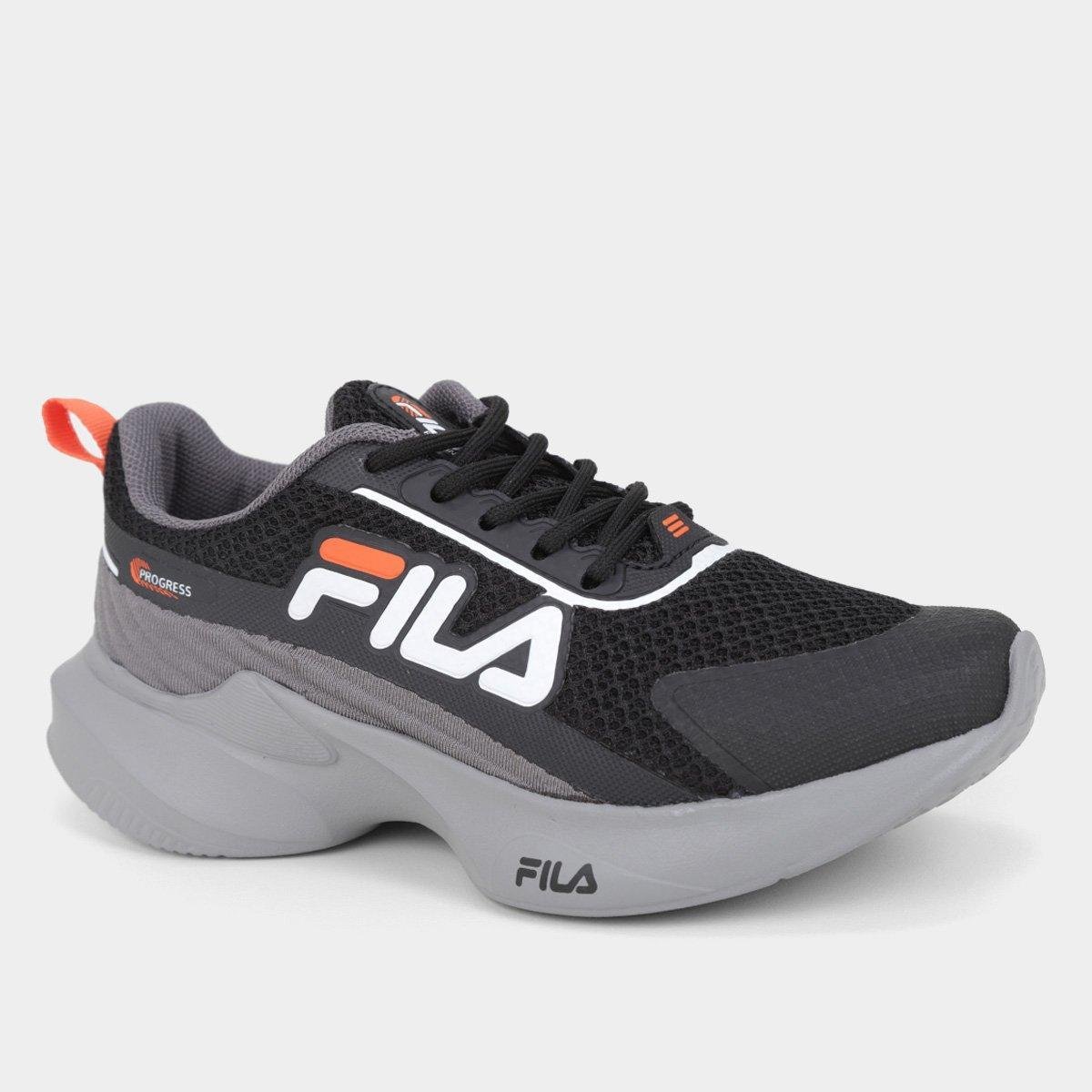 Tênis Infantil Fila Progress Preto+Branco Netshoes