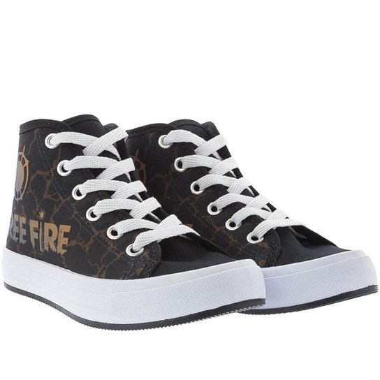 Tênis Infantil Free Fire Cano Alto Explosão Tecido Preto - Preto Menor preço em Tênis Infantil Free Fire Cano Alto Explosão Tecido Preto - Preto
