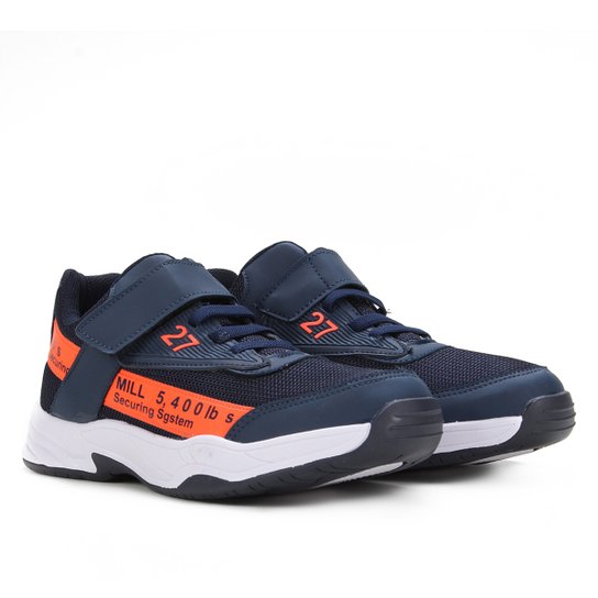 Tênis Infantil Happy Luck Zycon Masculino - Marinho e Laranja Menor preço em Tênis Infantil Happy Luck Zycon Masculino - Marinho e Laranja