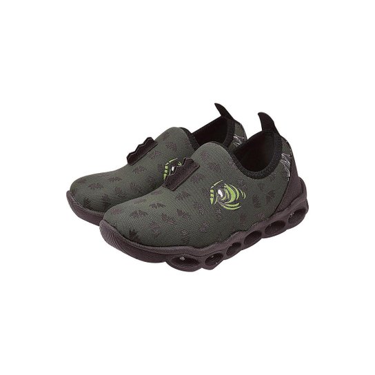 Tênis Infantil Jogging LED Masculino Calce Fácil Dinossauro - Verde Menor preço em Tênis Infantil Jogging LED Masculino Calce Fácil Dinossauro - Verde