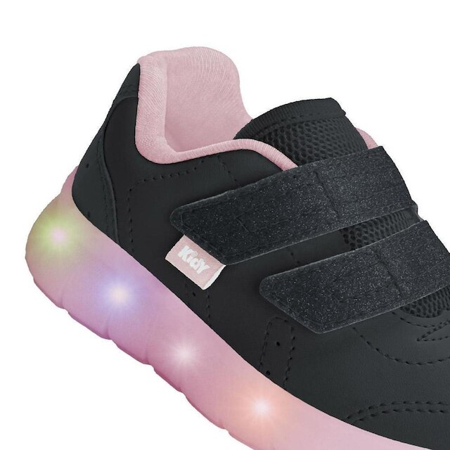 TENIS INFANTIL KIDY FLEX LIGHT BRILHO PRETO ROSA
