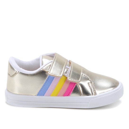 Tênis Infantil Kurz Arco- Íris Feminino - Dourado Menor preço em Tênis Infantil Kurz Arco- Íris Feminino - Dourado