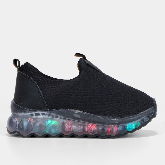 Tênis Infantil Kurz Cano Baixo com Led Menino - Preto Menor preço em Tênis Infantil Kurz Cano Baixo com Led Menino - Preto