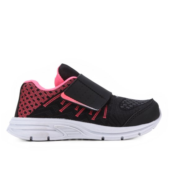 Tênis Infantil Kurz Estampado Feminino - Preto+Pink Menor preço em Tênis Infantil Kurz Estampado Feminino - Preto+Pink