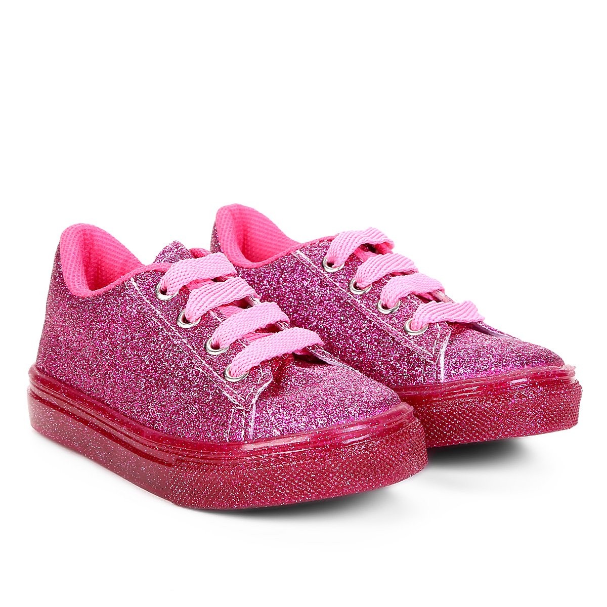 Tênis Infantil Sapato Com Glitter Rosa Tênis Bebê Feminino