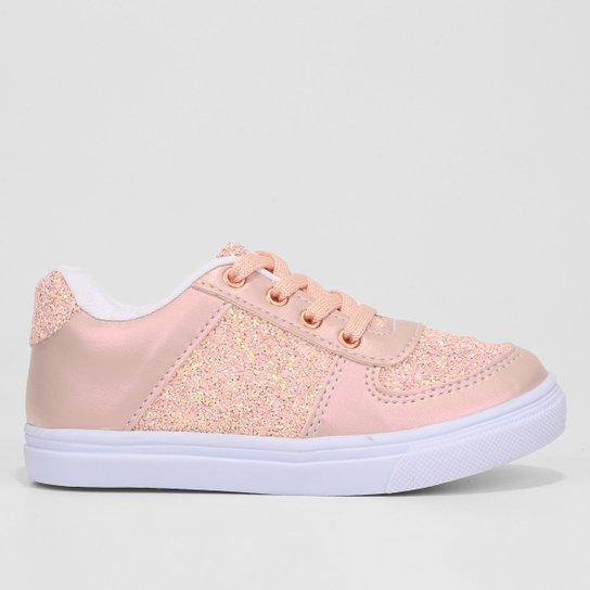 Tênis Infantil Kurz Glitter Menina - Rosa Claro Menor preço em Tênis Infantil Kurz Glitter Menina - Rosa Claro