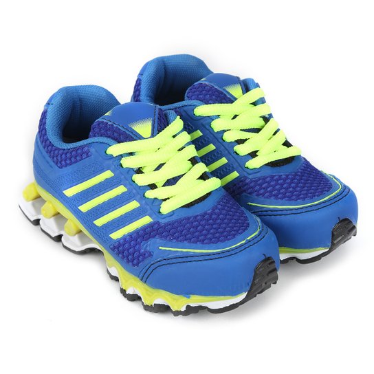 Tênis Infantil Kurz Molas Masculino - Azul Royal+Verde Limão Menor preço em Tênis Infantil Kurz Molas Masculino - Azul Royal+Verde Limão