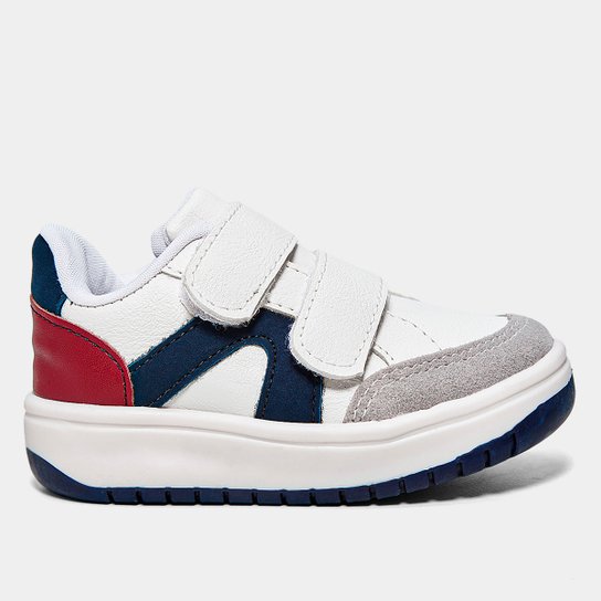 Tênis Infantil Kurz Recortes Casual Menino - Branco+Marinho Menor preço em Tênis Infantil Kurz Recortes Casual Menino - Branco+Marinho