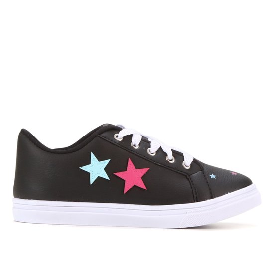 Tênis Infantil Kurz Teen Estrelas Feminino - Preto Menor preço em Tênis Infantil Kurz Teen Estrelas Feminino - Preto
