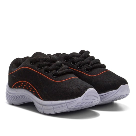 Tênis Infantil Kurz Têxtil Masculino - Preto e Laranja Menor preço em Tênis Infantil Kurz Têxtil Masculino - Preto e Laranja