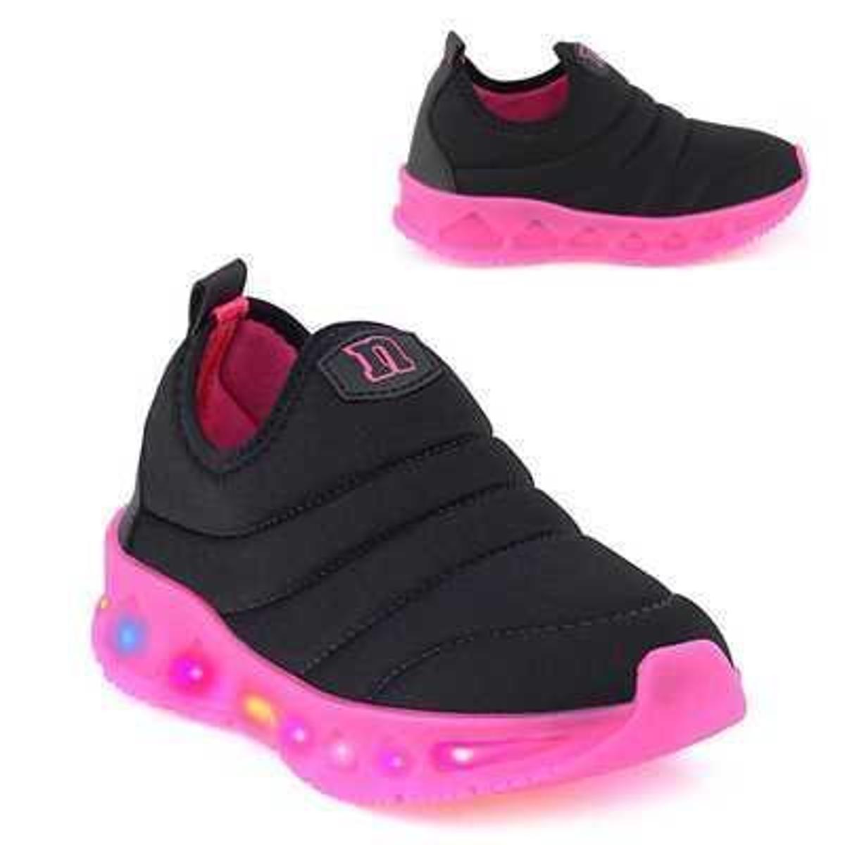Tênis Infantil Led Novope 300N250 Menina - Preto+Branco | Netshoes