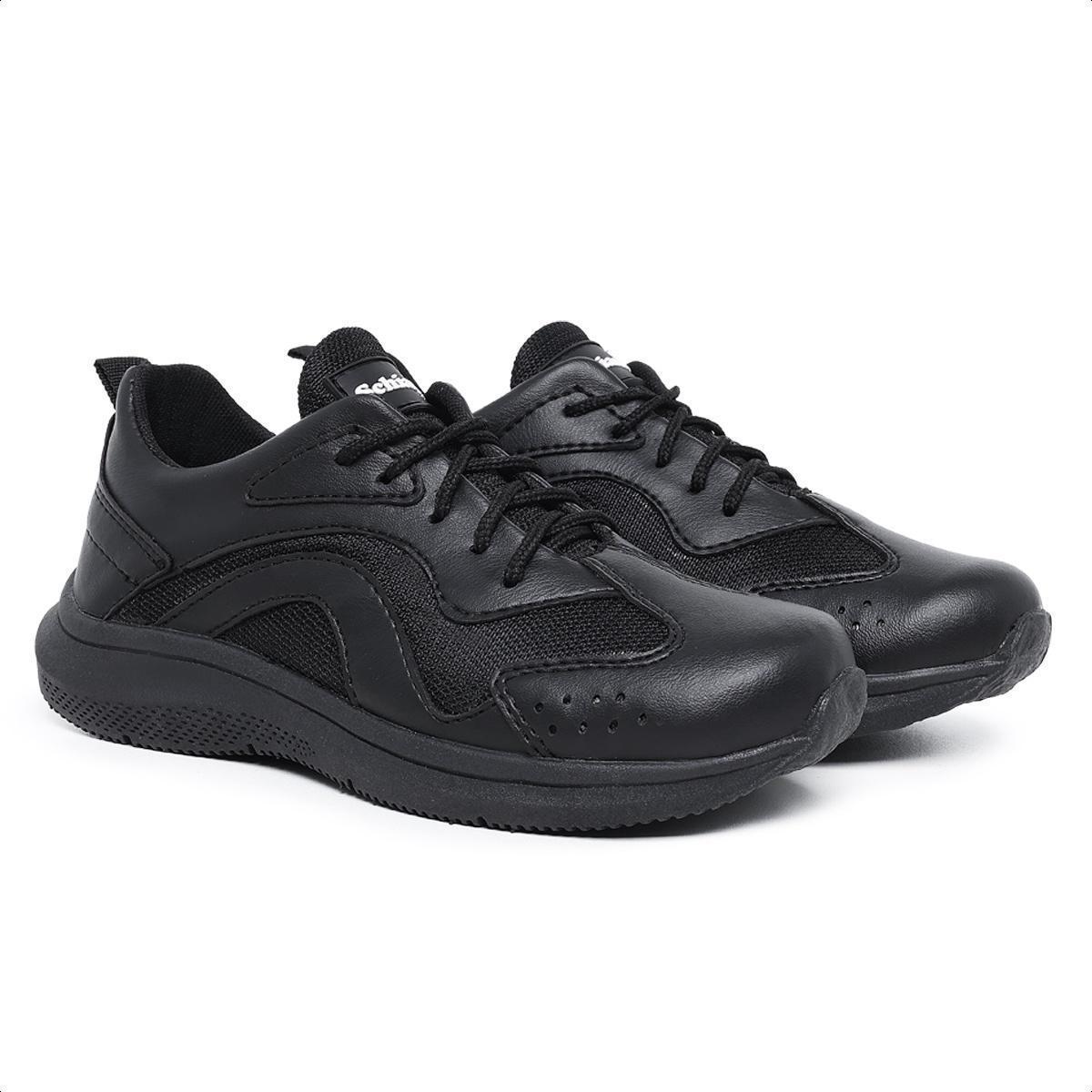 Tenis Infantil Masculino Escolar Com Cadarco Confortavel 421 - Preto ...